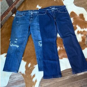 OLD NAVY Jeans Bundle Bootcut and Mid rise Distressed Boyfriend Jeans Size 12 P‎